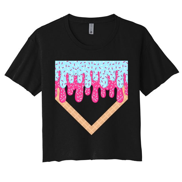 Baseball Drip Home Plate Ice Cream Sport Players & Fans Crop Top