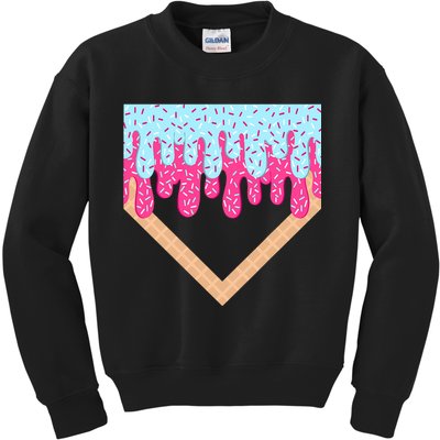 Baseball Drip Home Plate Ice Cream Sport Players & Fans Kids Sweatshirt
