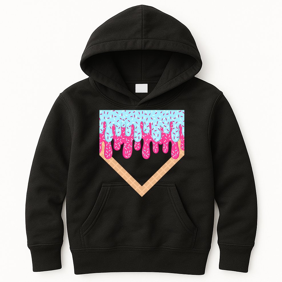 Baseball Drip Home Plate Ice Cream Sport Players & Fans Kids Hoodie