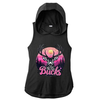 Buck Deer Hunting Hunter Girl Hunt Ladies PosiCharge Tri-Blend Wicking Draft Hoodie Tank