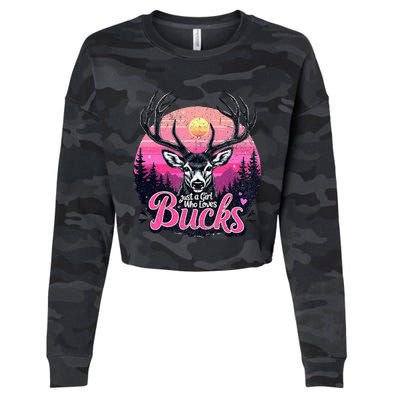 Buck Deer Hunting Hunter Girl Hunt Cropped Pullover Crew