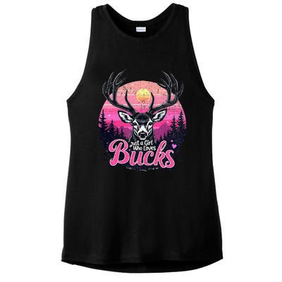 Buck Deer Hunting Hunter Girl Hunt Ladies PosiCharge Tri-Blend Wicking Tank