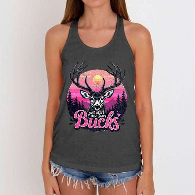 Buck Deer Hunting Hunter Girl Hunt Women's Knotted Racerback Tank