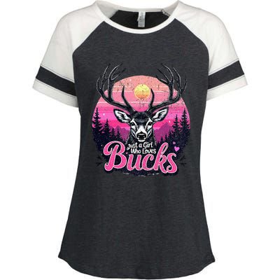 Buck Deer Hunting Hunter Girl Hunt Enza Ladies Jersey Colorblock Tee