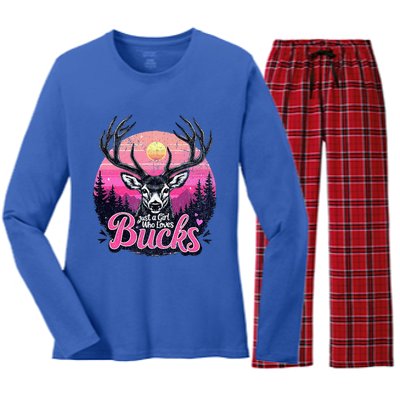 Buck Deer Hunting Hunter Girl Hunt Women's Long Sleeve Flannel Pajama Set 