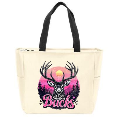 Buck Deer Hunting Hunter Girl Vintage Hunt Zip Tote Bag