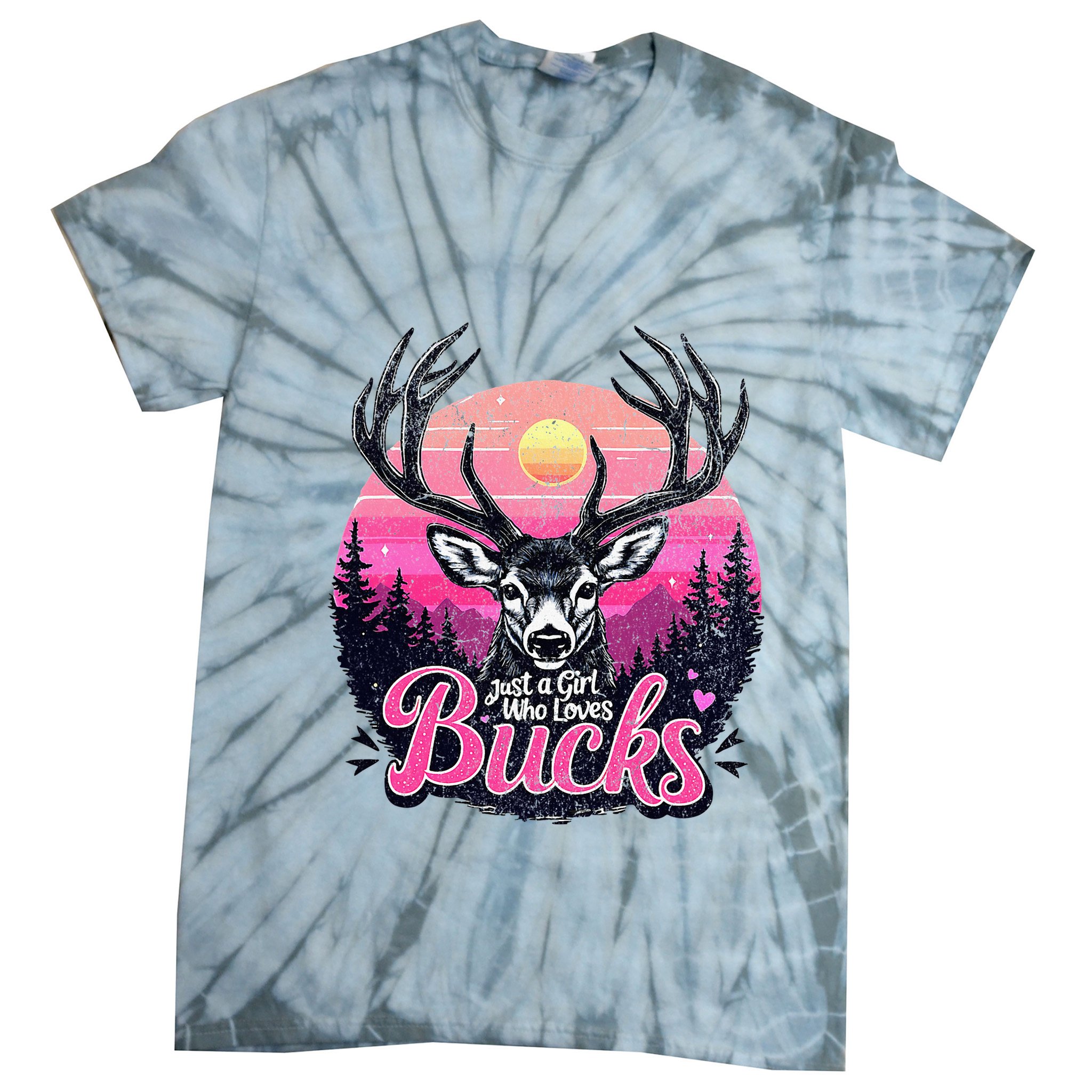 Buck Deer Hunting Hunter Girl Vintage Hunt Tie-Dye T-Shirt
