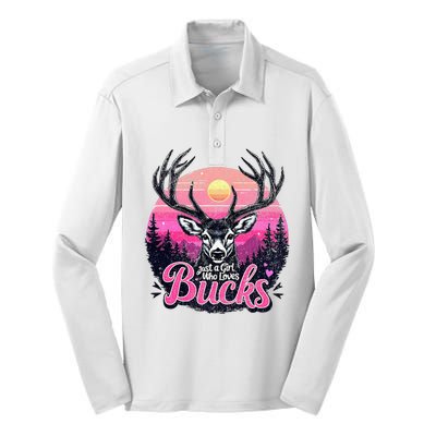 Buck Deer Hunting Hunter Girl Vintage Hunt Silk Touch Performance Long Sleeve Polo