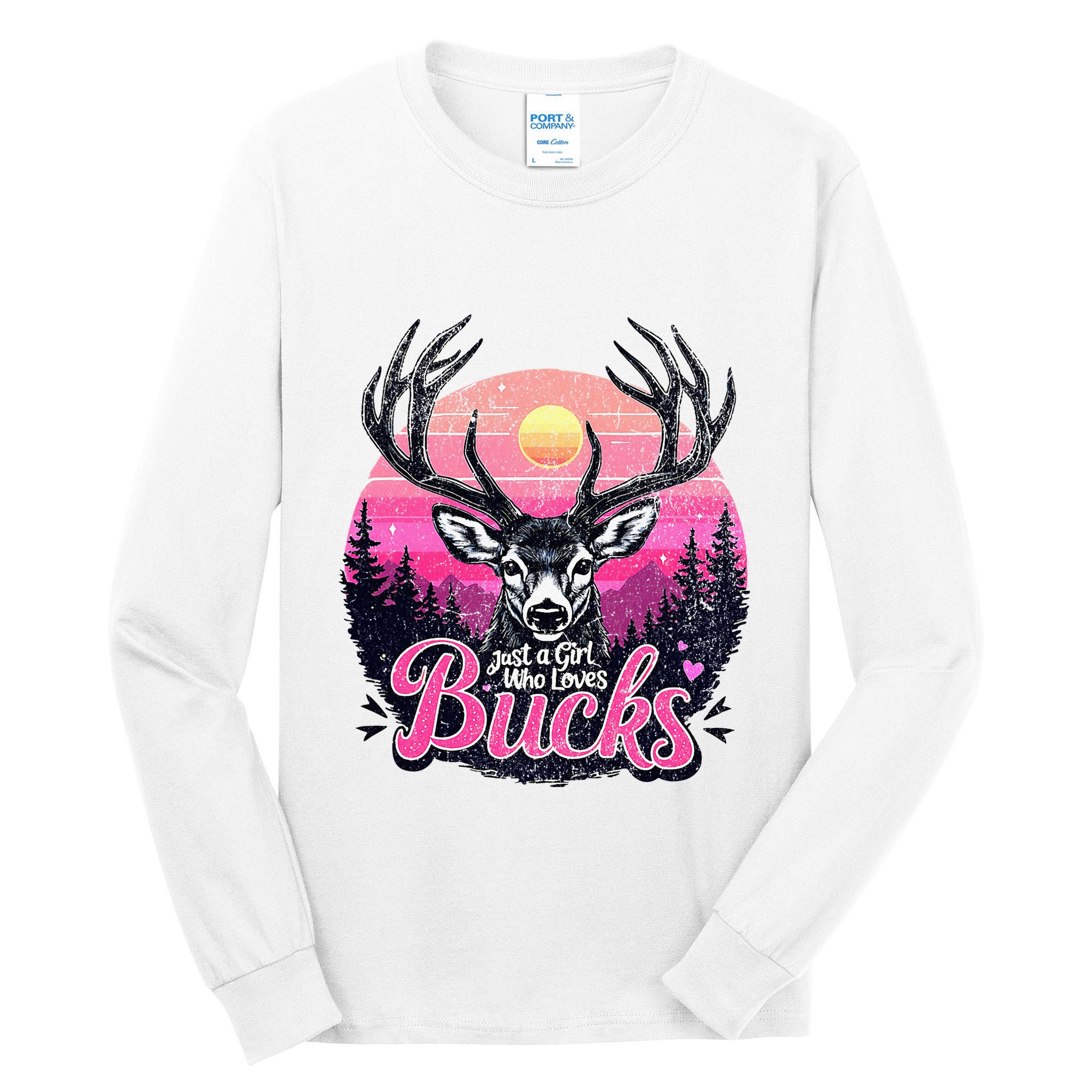 Buck Deer Hunting Hunter Girl Vintage Hunt Tall Long Sleeve T-Shirt
