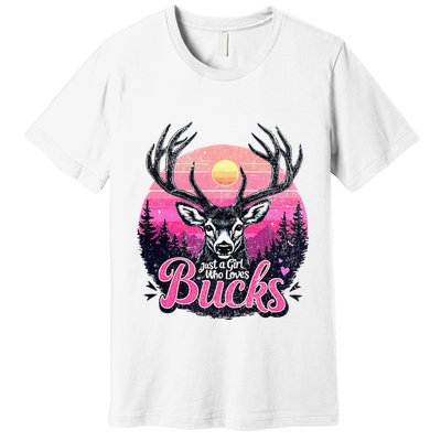 Buck Deer Hunting Hunter Girl Vintage Hunt Premium T-Shirt