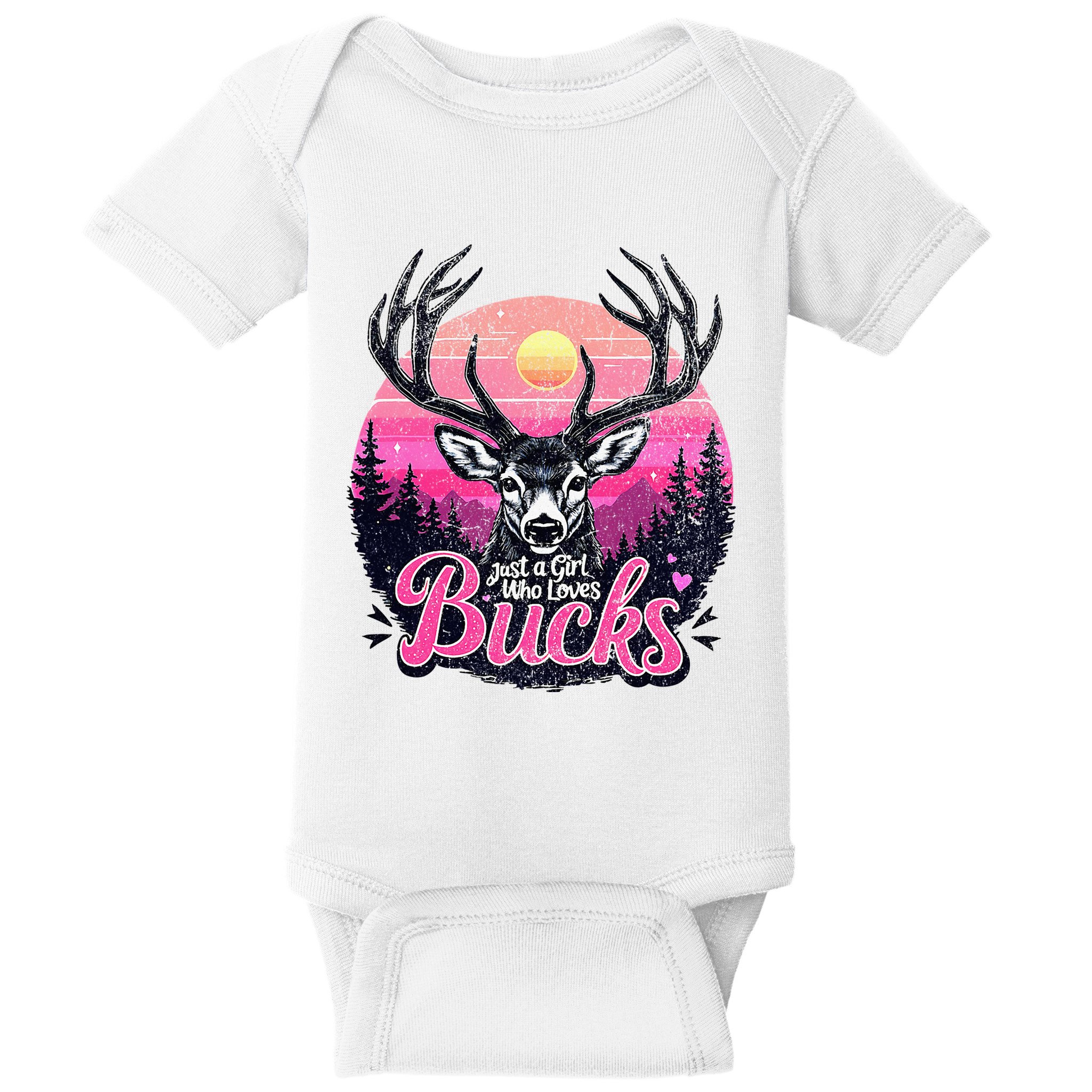 Buck Deer Hunting Hunter Girl Vintage Hunt Baby Bodysuit