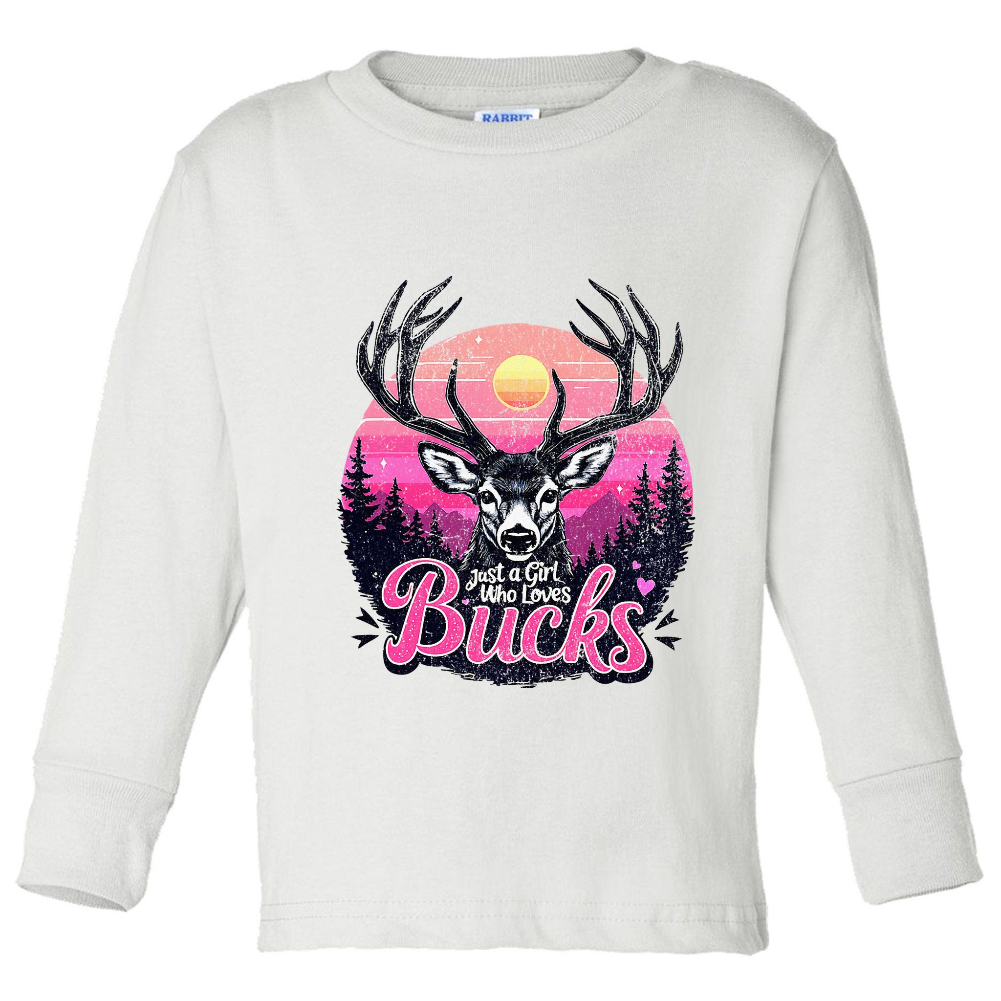 Buck Deer Hunting Hunter Girl Vintage Hunt Toddler Long Sleeve Shirt