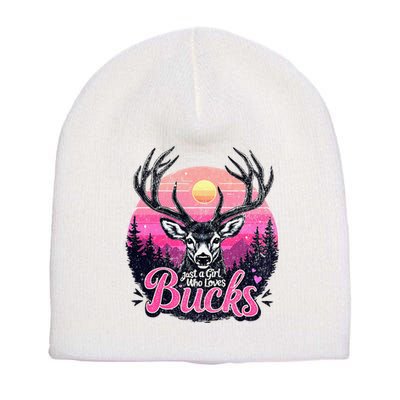 Buck Deer Hunting Hunter Girl Vintage Hunt Short Acrylic Beanie