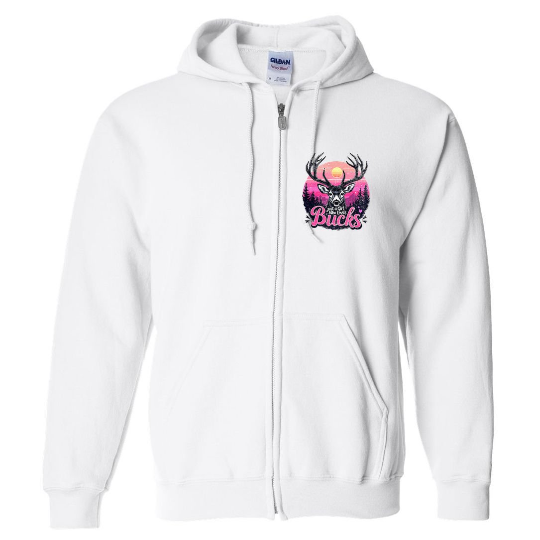 Buck Deer Hunting Hunter Girl Vintage Hunt Full Zip Hoodie