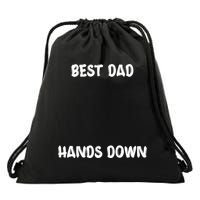 Best Dad Hands Down Craft For Handprints Fathers Day Great Gift Drawstring Bag
