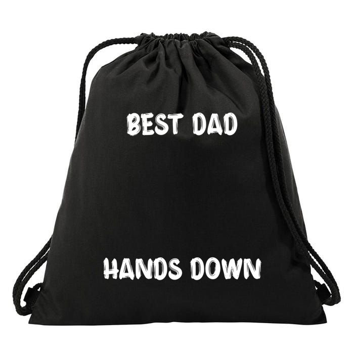 Best Dad Hands Down Craft For Handprints Fathers Day Great Gift Drawstring Bag