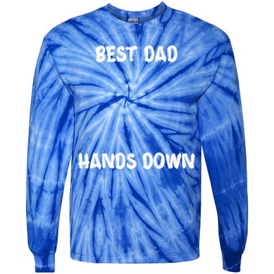 Best Dad Hands Down Craft For Handprints Fathers Day Great Gift Tie-Dye Long Sleeve Shirt