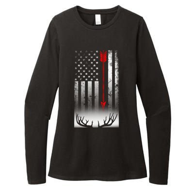 Bow Deer Hunting American Flag Bow Hunting Lover Gift Womens CVC Long Sleeve Shirt