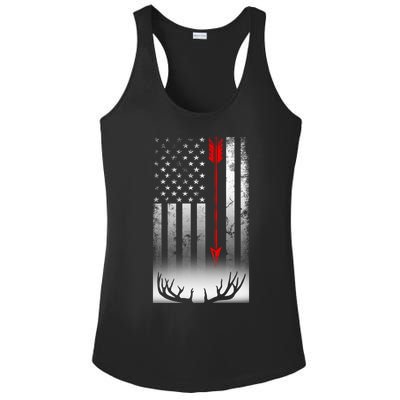 Bow Deer Hunting American Flag Bow Hunting Lover Gift Ladies PosiCharge Competitor Racerback Tank