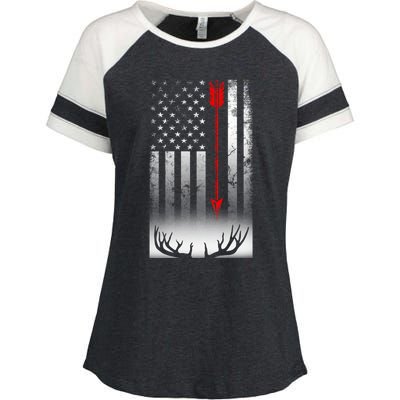 Bow Deer Hunting American Flag Bow Hunting Lover Gift Enza Ladies Jersey Colorblock Tee