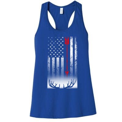 Bow Deer Hunting American Flag Bow Hunting Lover Gift Women's Racerback Tank