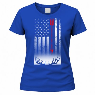 Bow Deer Hunting American Flag Bow Hunting Lover Gift Women's T-Shirt