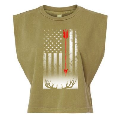 Bow Deer Hunting American Flag Bow Hunting Lover Gift Garment-Dyed Women's Muscle Tee