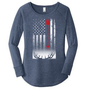 Bow Deer Hunting American Flag Bow Hunting Lover Gift Women's Perfect Tri Tunic Long Sleeve Shirt