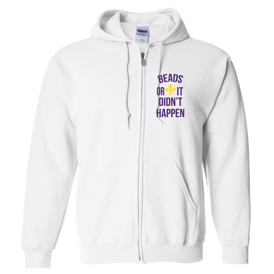 Beads Or It DidnT Happen Mardi Gras Full Zip Hoodie