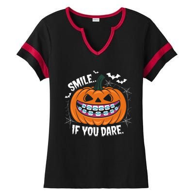 Braces Dentist Horror Gift Ladies Halftime Notch Neck Tee