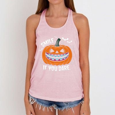 Braces Dentist Horror Gift Women's Knotted Racerback Tank