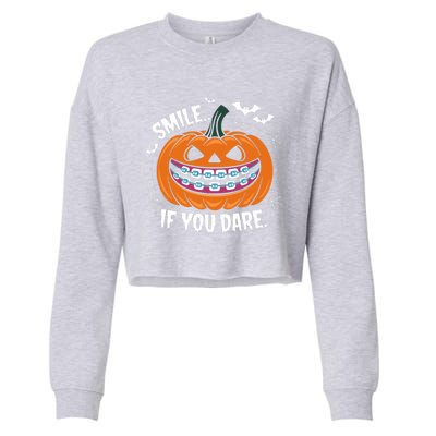 Braces Dentist Horror Gift Cropped Pullover Crew