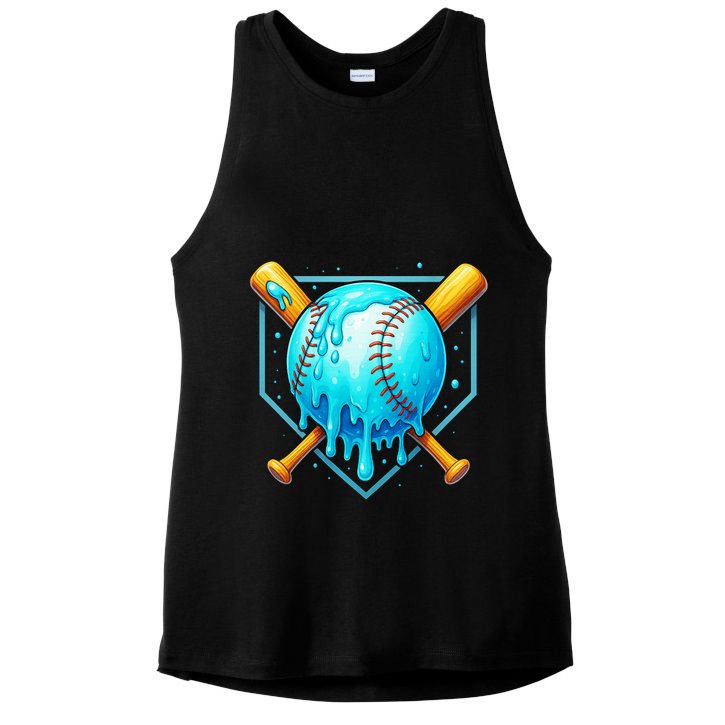 Baseball Drip Home Plate Ice Cream Ladies PosiCharge Tri-Blend Wicking Tank