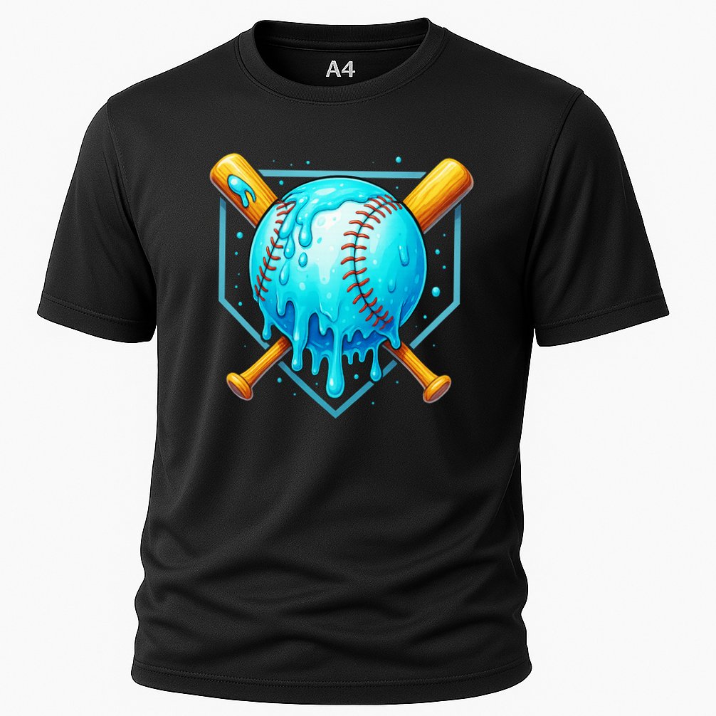 Baseball Drip Home Plate Ice Cream Cooling Performance Crew T-Shirt