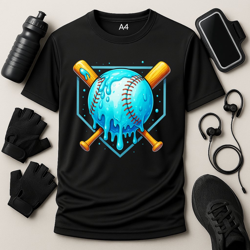 Baseball Drip Home Plate Ice Cream Cooling Performance Crew T-Shirt