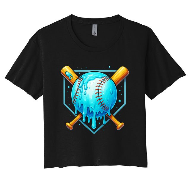 Baseball Drip Home Plate Ice Cream Crop Top