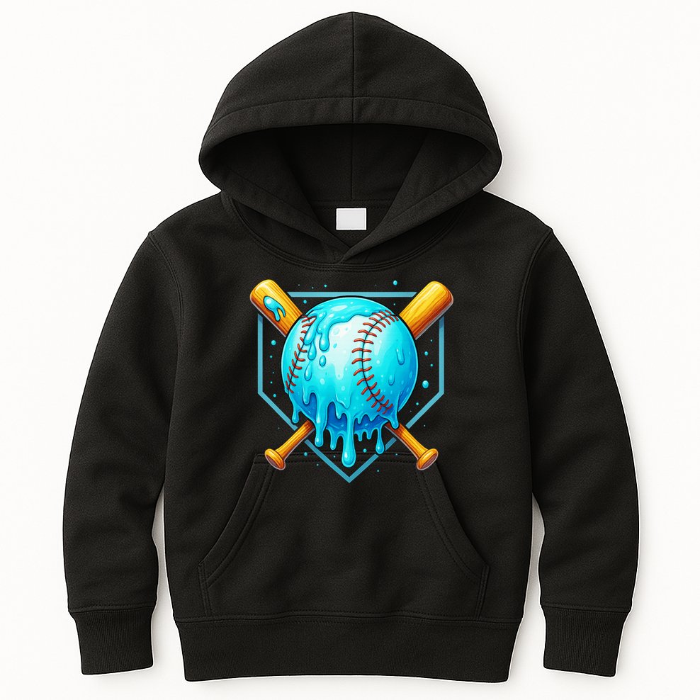 Baseball Drip Home Plate Ice Cream Kids Hoodie