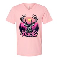 Buck Deer Hunting Hunter Vintage Hunt V-Neck T-Shirt