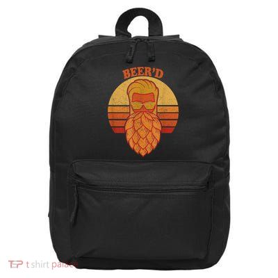 Beer D Hops Beard Beer Garden Retro Sunset 16 in Basic Backpack