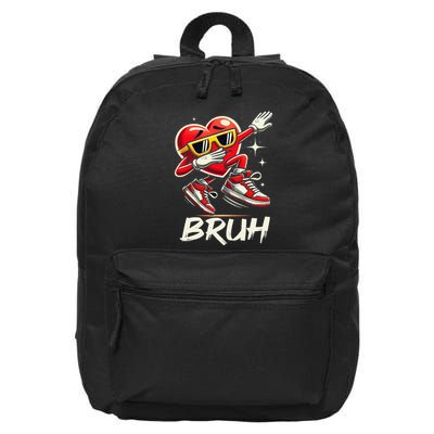 Bruh Dabbing Heart Funny Valentine Day 16 in Basic Backpack