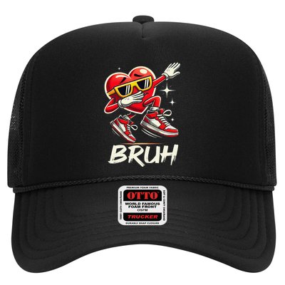 Bruh Dabbing Heart Funny Valentine Day Trucker Hat