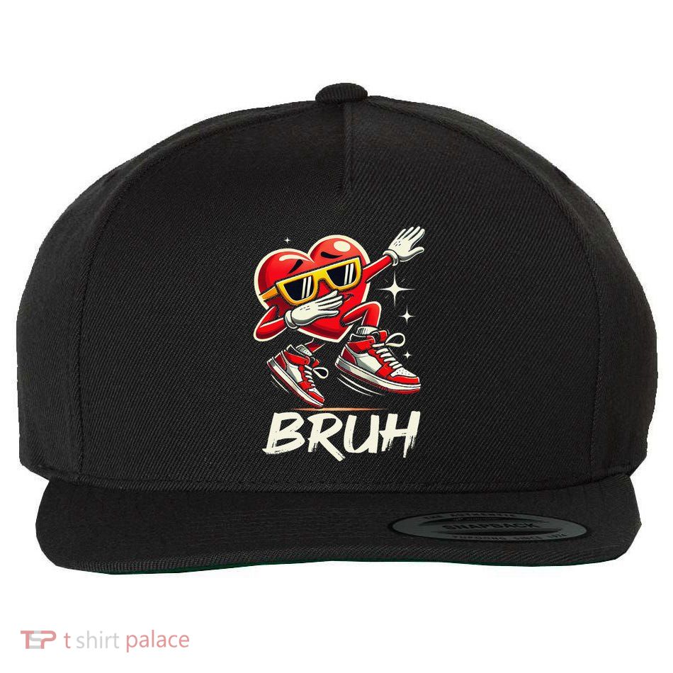 Bruh Dabbing Heart Funny Valentine Day Wool Snapback Cap