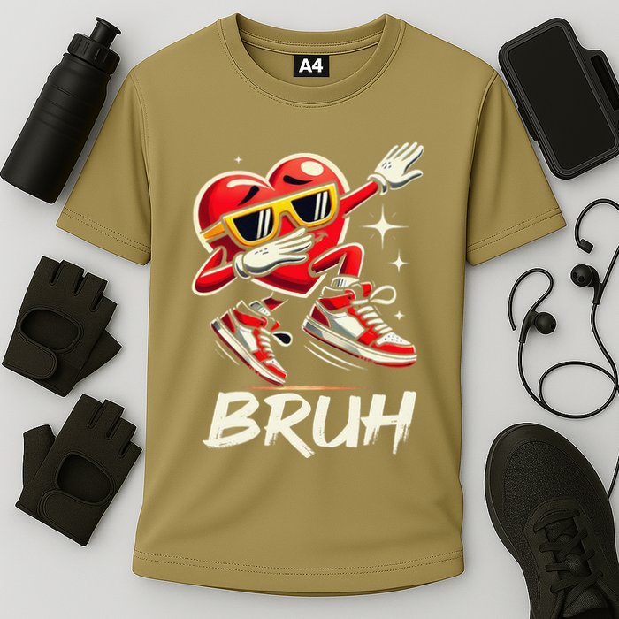 Bruh Dabbing Heart Funny Valentine Day Performance Shirt