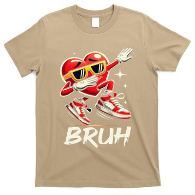 Bruh Dabbing Heart Funny Valentine Day T-Shirt
