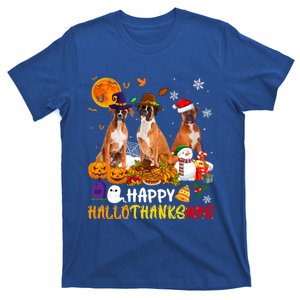 Boxer Dog Happy Hallothanksmas Xmas Dog Lover Gift T-Shirt