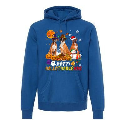 Boxer Dog Happy Hallothanksmas Xmas Dog Lover Gift Premium Hoodie