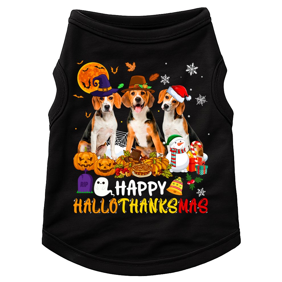 Beagle Dog Happy Hallothanksmas Xmas Dog Lover Meaningful Gift Doggie Tank