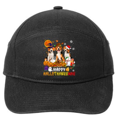 Beagle Dog Happy Hallothanksmas Xmas Dog Lover Meaningful Gift 7-Panel Snapback Hat
