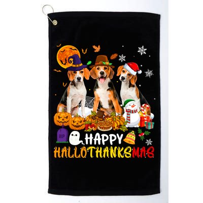 Beagle Dog Happy Hallothanksmas Xmas Dog Lover Meaningful Gift Golf Towel