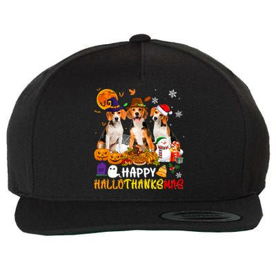Beagle Dog Happy Hallothanksmas Xmas Dog Lover Meaningful Gift Wool Snapback Cap